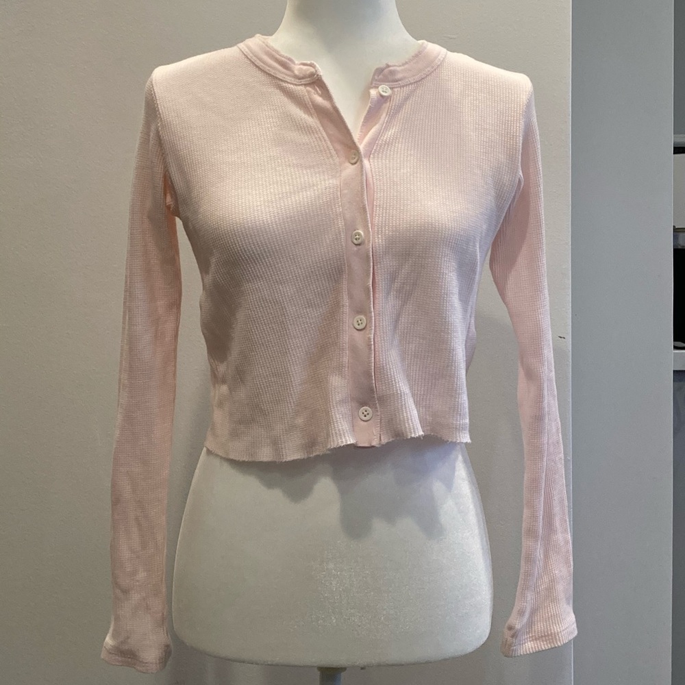 Brandy Melville Pink Long Sleeve Button Up